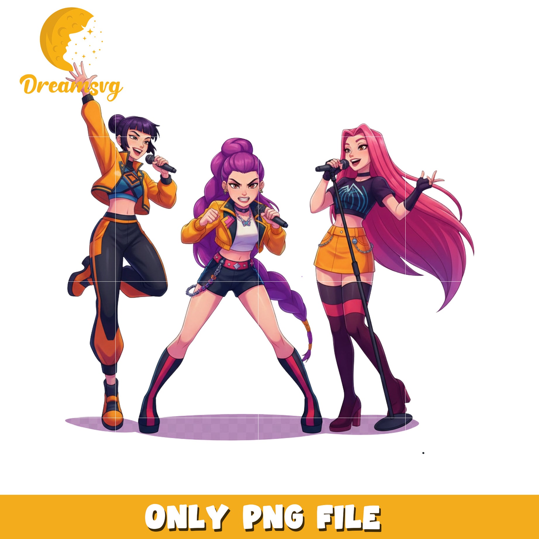 Huntrix band design png, demon vibes png, kpop core png