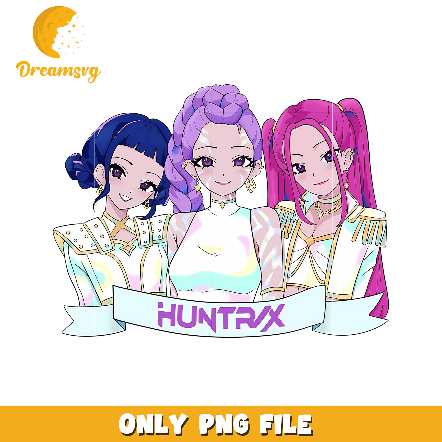 Huntrix beautiful girls png, huntrix band png, netflix cartoon png