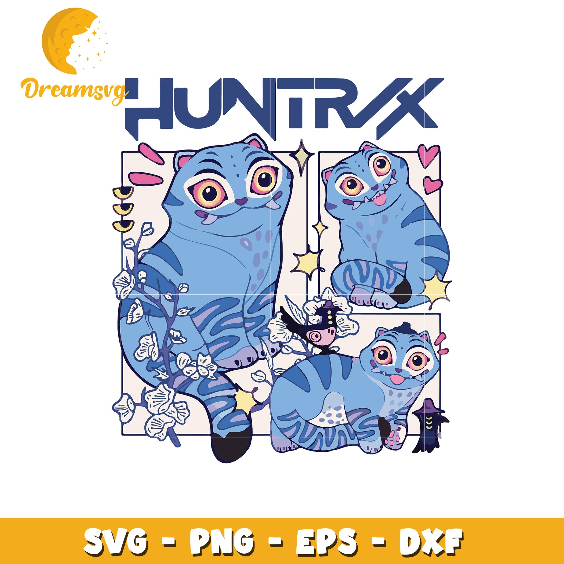 Huntrix blue tiger svg, saja cartoon svg, cute boys band svg