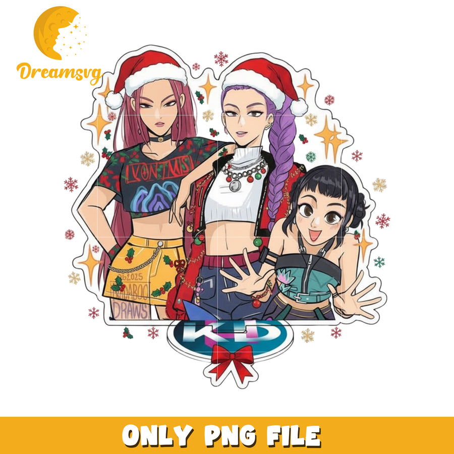 Huntrix christmas girls png, christmas huntrix​​ png, spirit christmas png