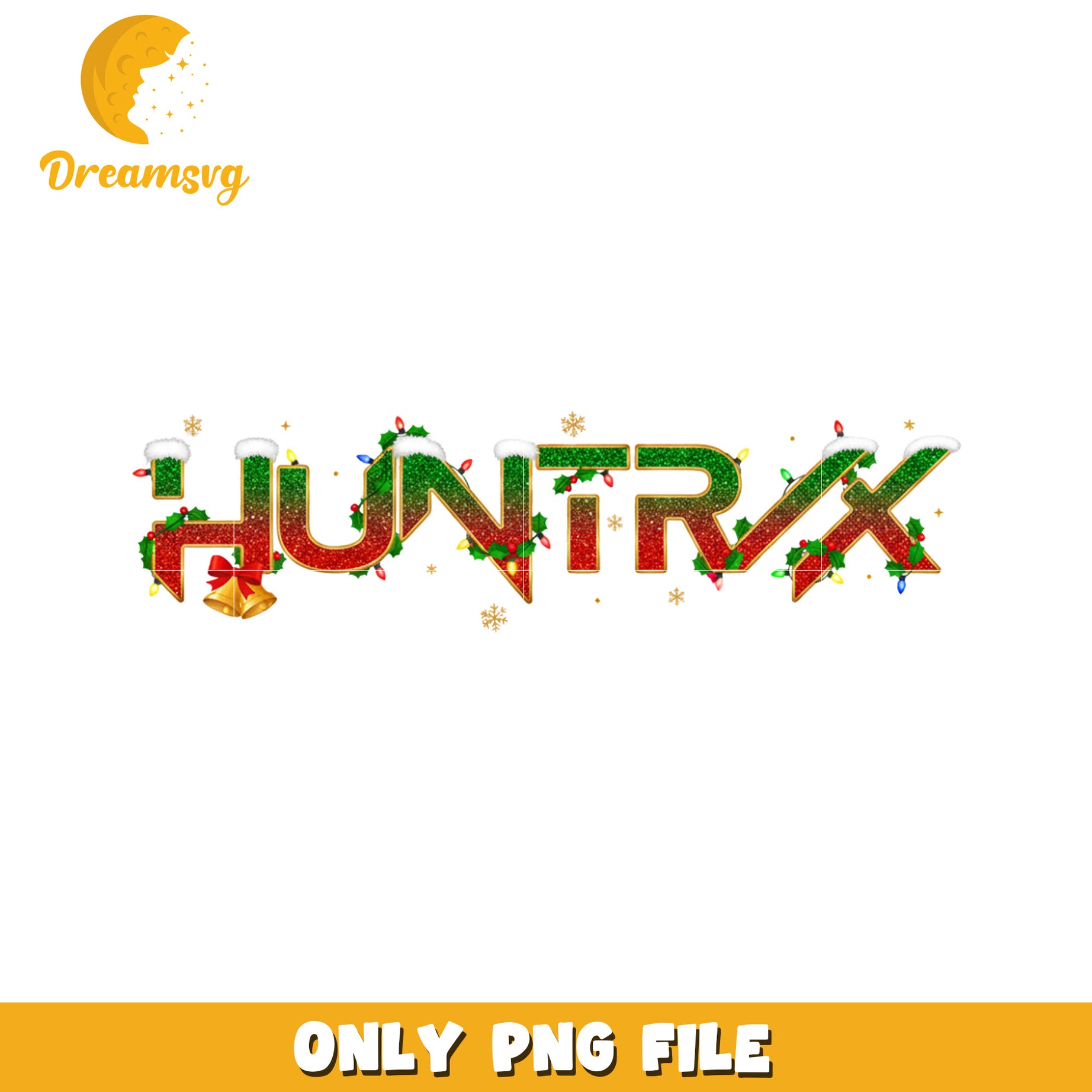 Huntrix christmas vibes png, christmas tree png, huntrix png