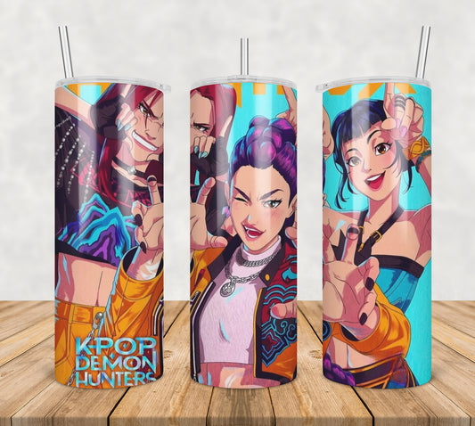 Huntrix demon hunter tumbler png, huntrix kpop tumbler png, demon hunter tumbler png