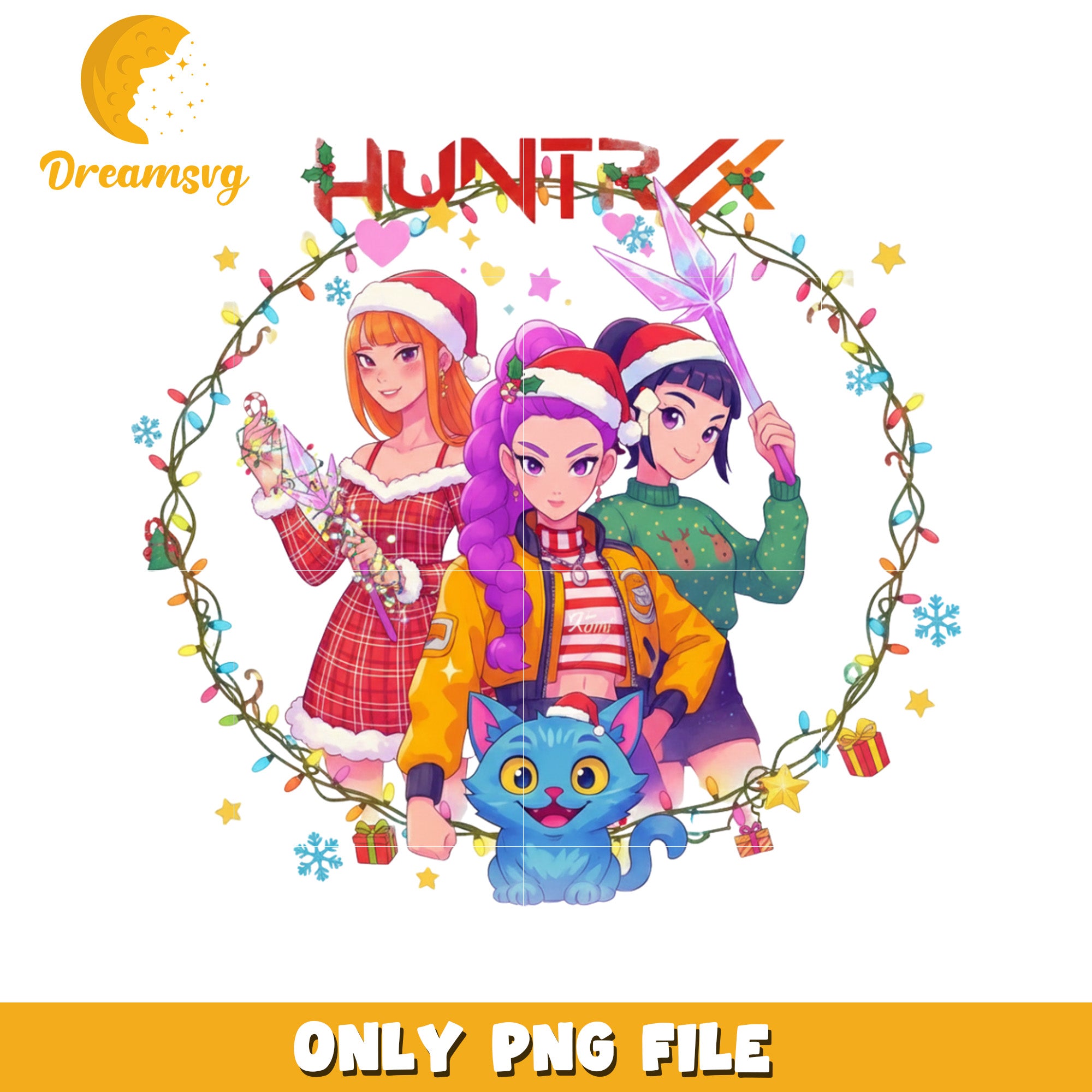 Huntrix design png, christmas season png, merry christmas png