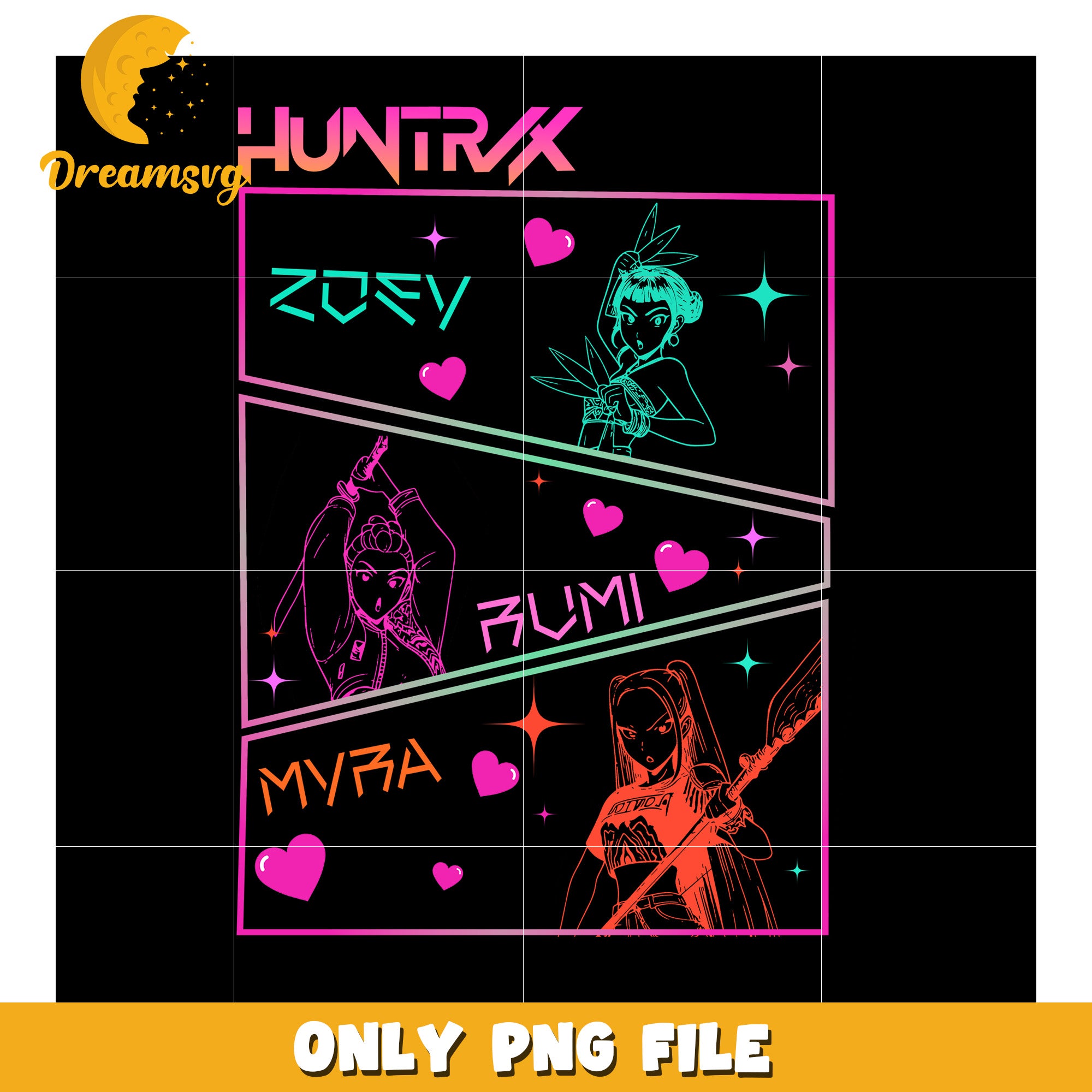 Huntrix girl logo png, huntrix emblem png, anime girl logo png