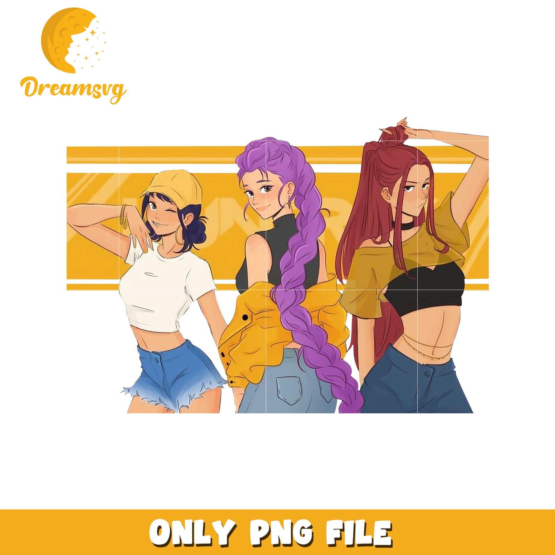 Huntrix girls band png, girl band png, netflix cartoon png