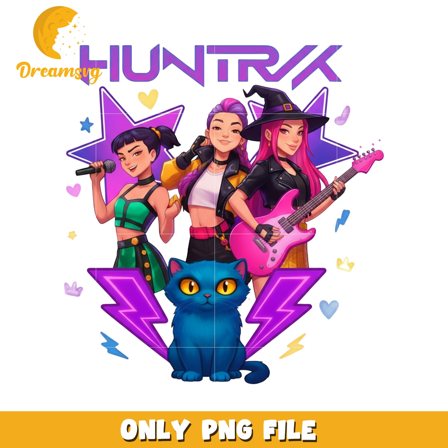 Huntrix girls design png, huntrix​ png, korean cartoons png