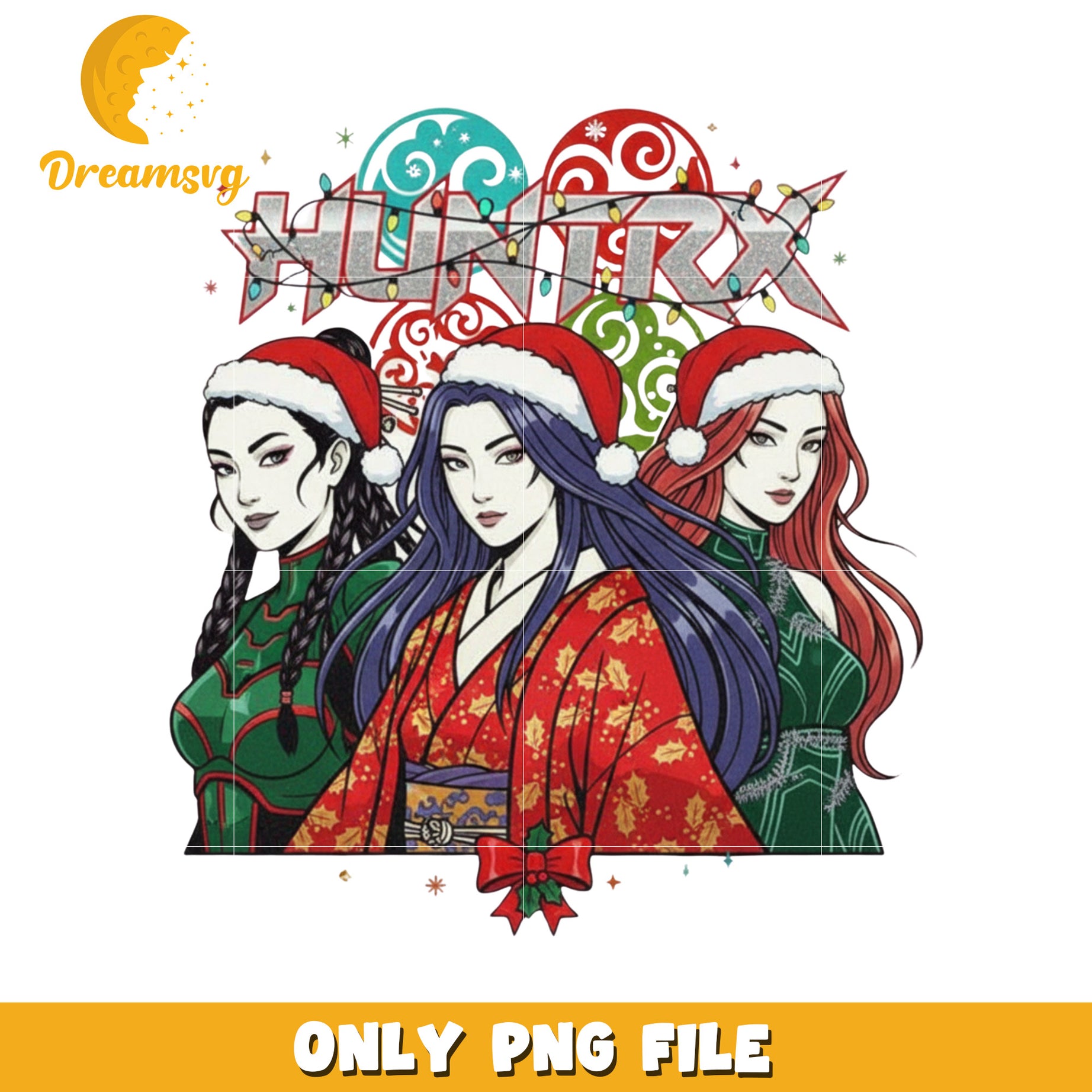 Huntrix girls in christmas png, christmas huntrix​​ png, spirit christmas png