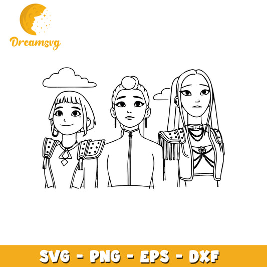 Huntrix girls members svg, huntrix kpop svg, huntrix female lineup svg
