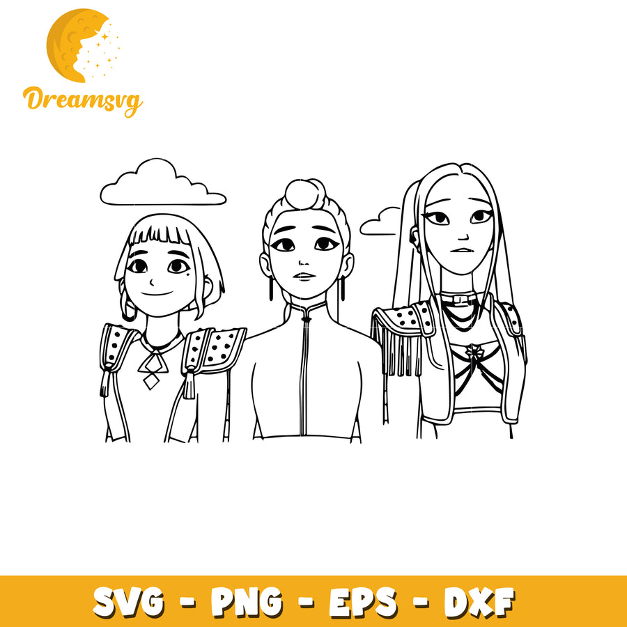Huntrix girls members svg, huntrix kpop svg, huntrix female lineup svg