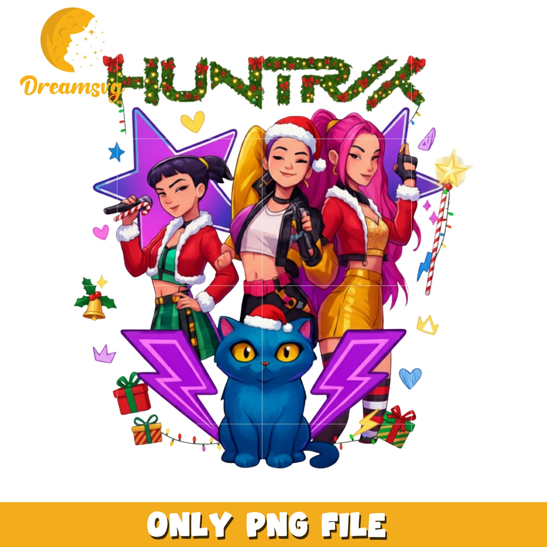 Huntrix girls perfomance png, christmas wishes png, christmas saja boys png