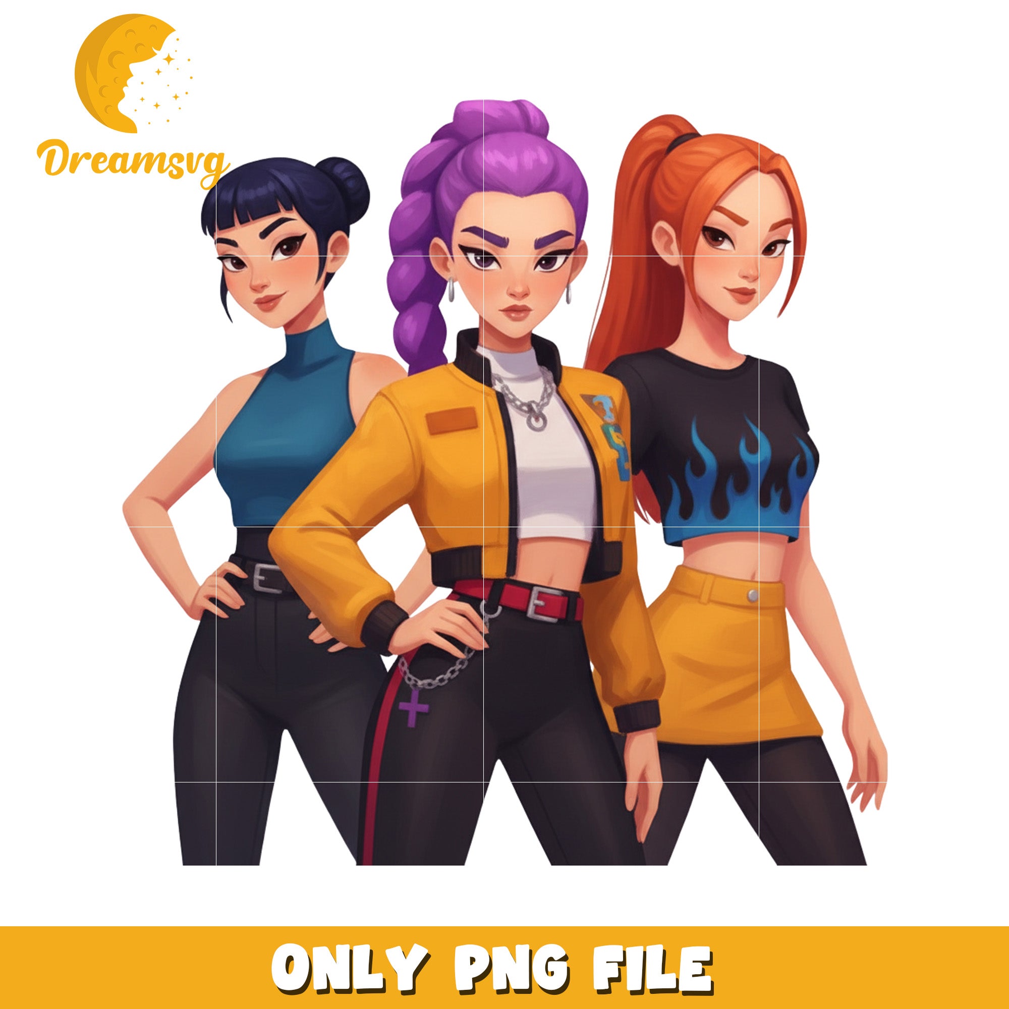 Huntrix girls png, dark idols png, hunter core png