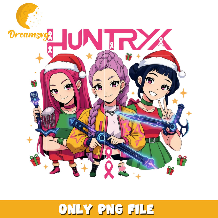 Huntrix girls png, huntrix and saja​ png, christmas music​ png