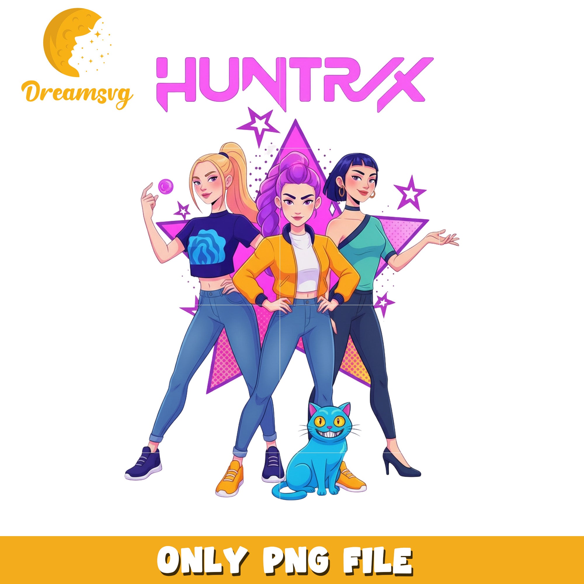 Huntrix girls png, kpop fantasy concept png, korean cartoon png