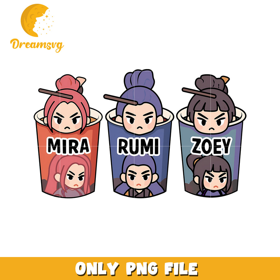 Huntrix girls rameyeon png, huntrix band png, netdlix cartoon png