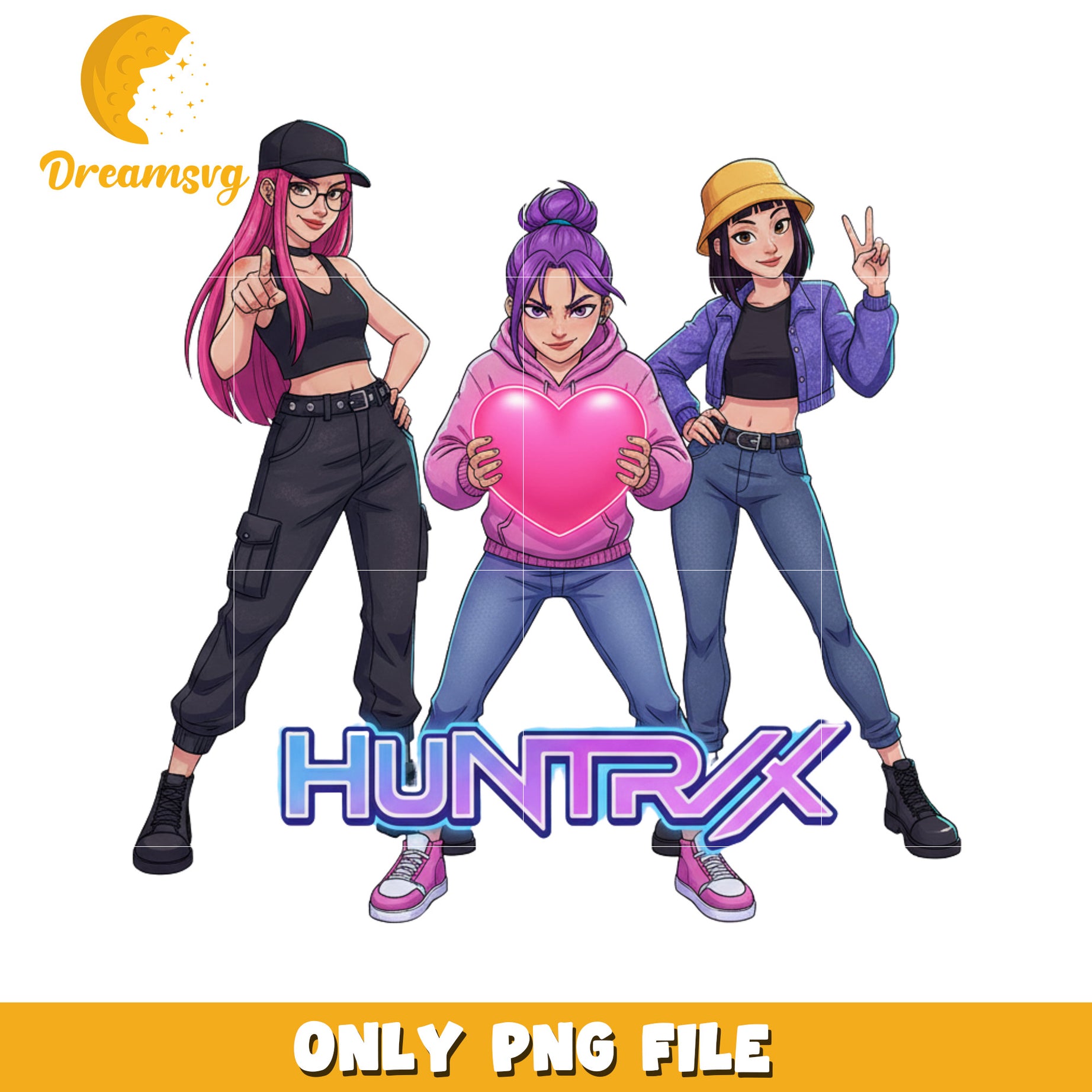 Huntrix heart png, dark idols png, hunter core png