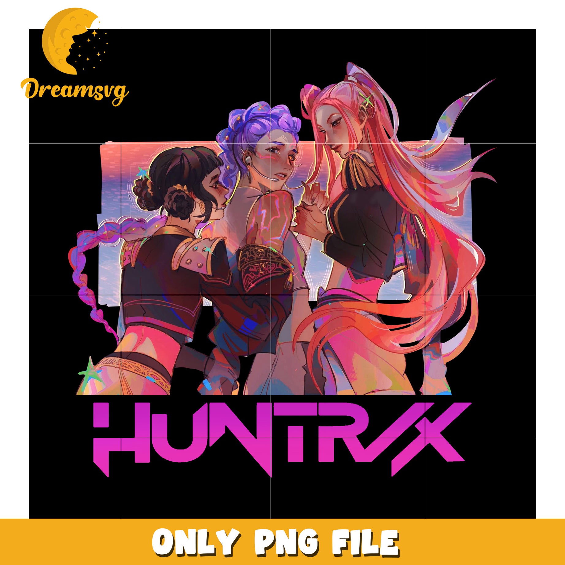 Huntrix illustration png, kpop band manhwa png, huntrix png
