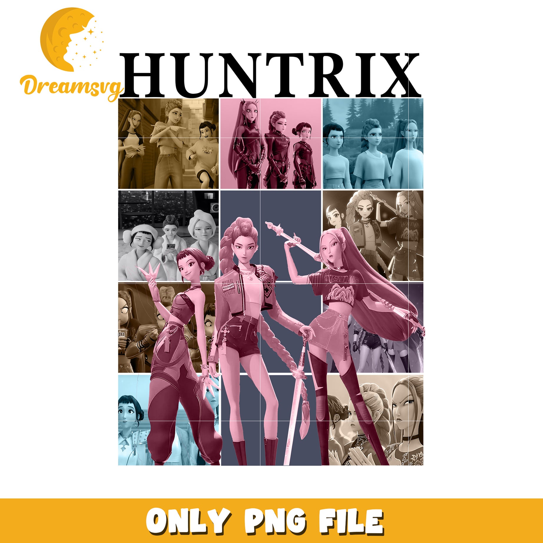 Huntrix kpop demon hunters png, kpop band manhwa png, huntrix png