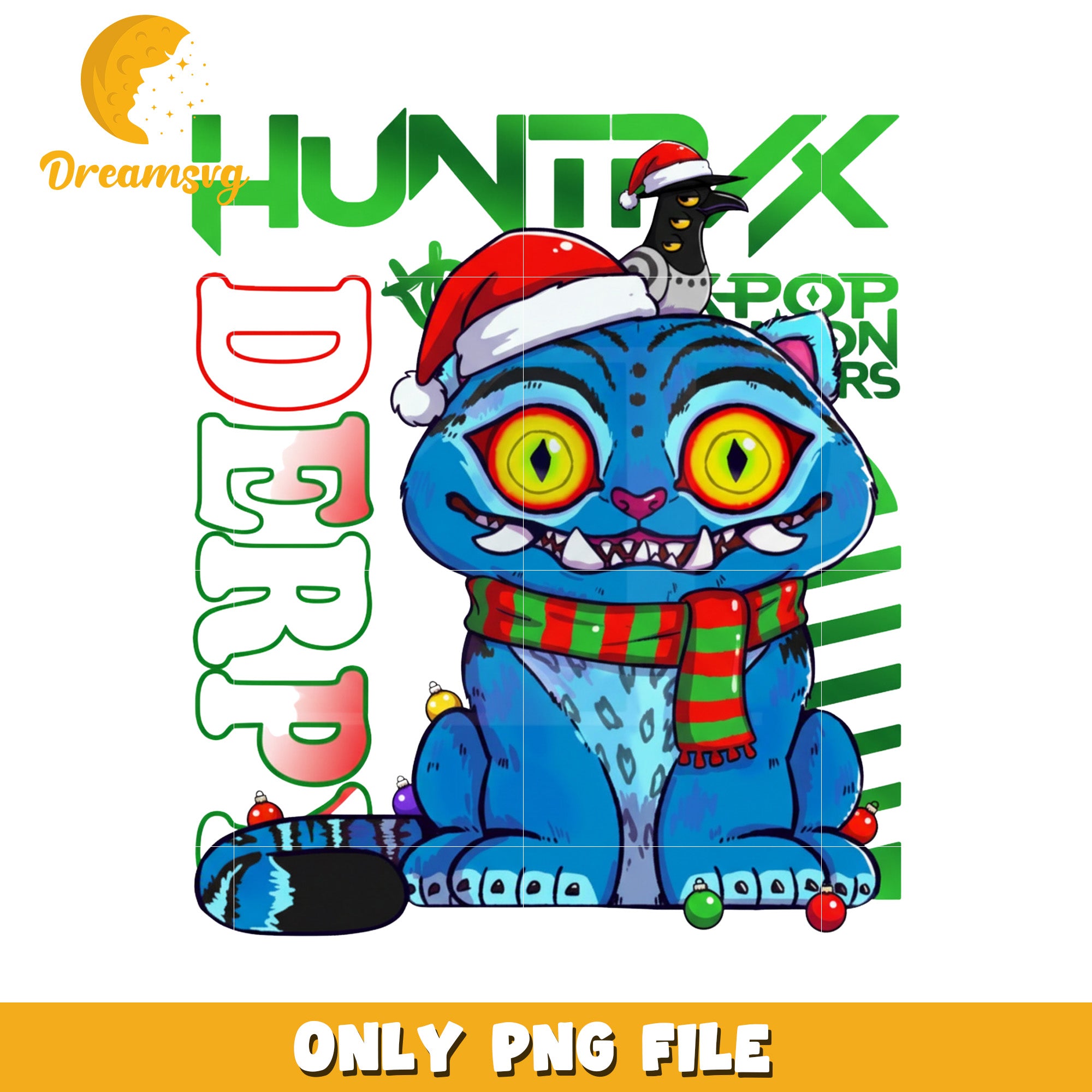 Huntrix kpop design png, christmas music​ png, huntrix and saja png