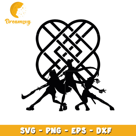 Huntrix logo svg, huntrix and saja svg, kpop cartoon song svg