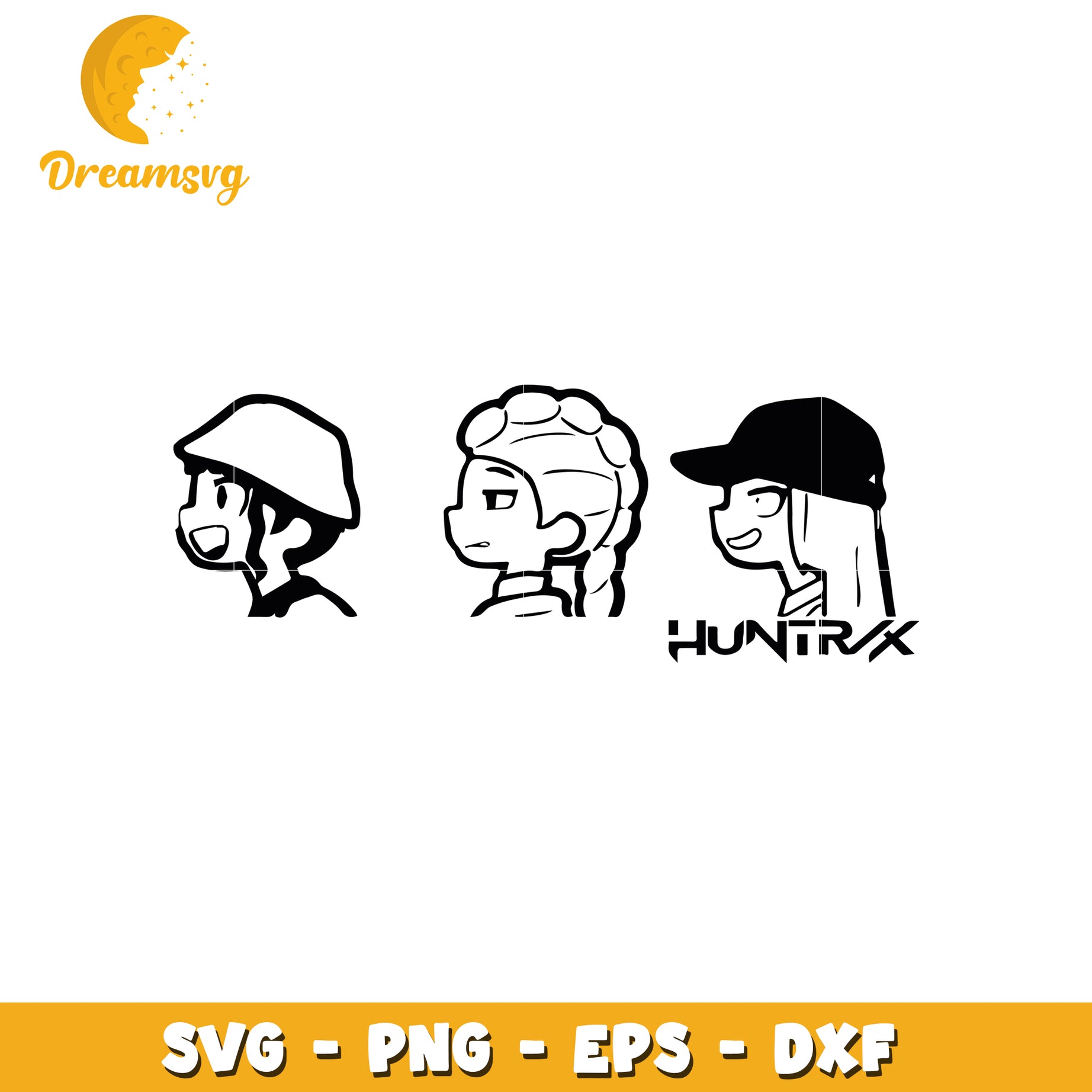 Huntrix members head svg, huntrix heads svg, huntrix kpop svg