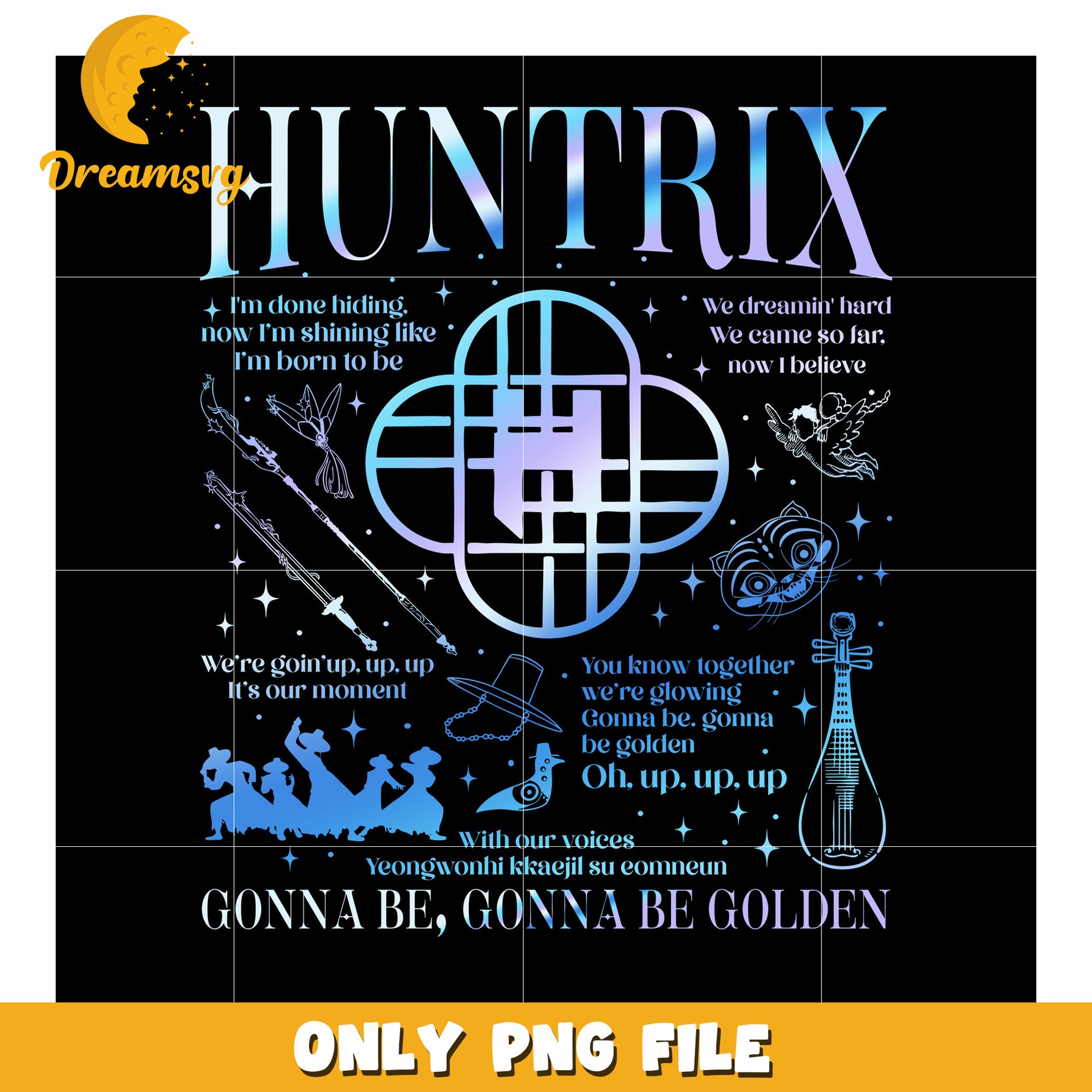 Huntrix neon logo png, kpop cartoon png, kpop demon hunters png