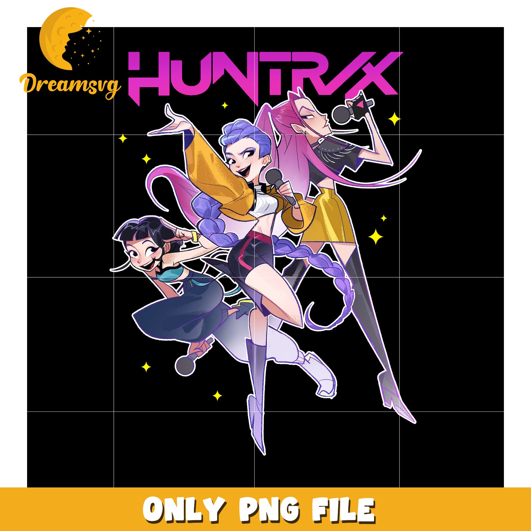 Huntrix performance png, kpop band manhwa png, huntrix png