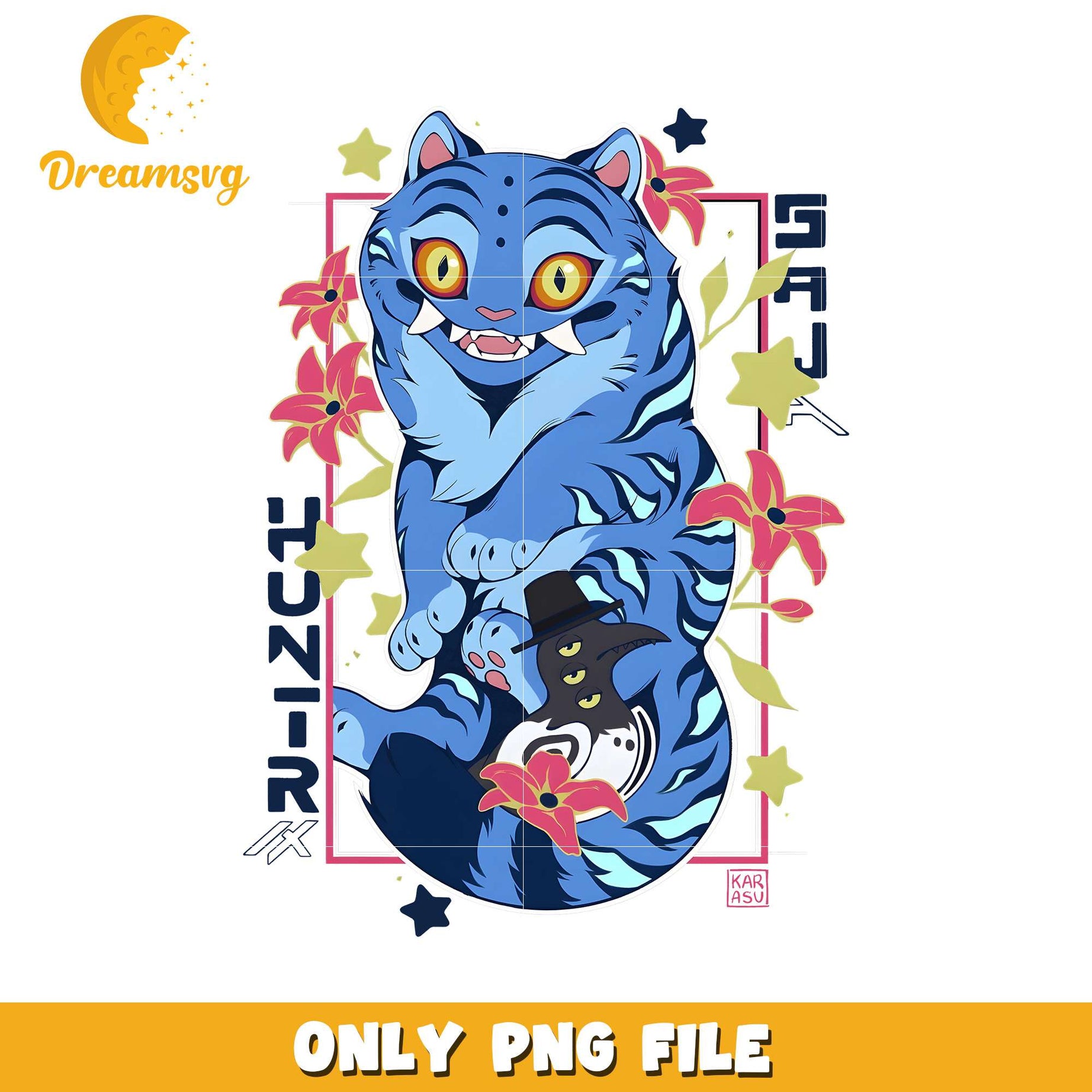 Huntrix saja tiger png, demon hunter tiger png, blue tiger png