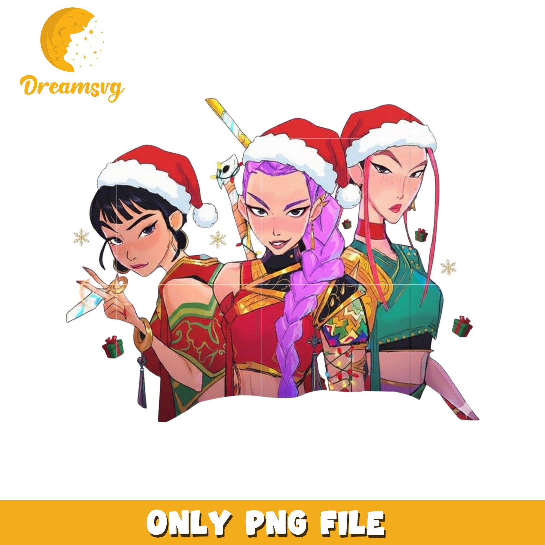 Huntrix team members png, christmas decor​ png, christmas background​​ png