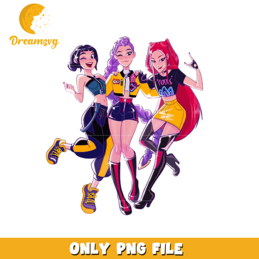 Huntrix team members png, korean idol hunters png, kpop demons png