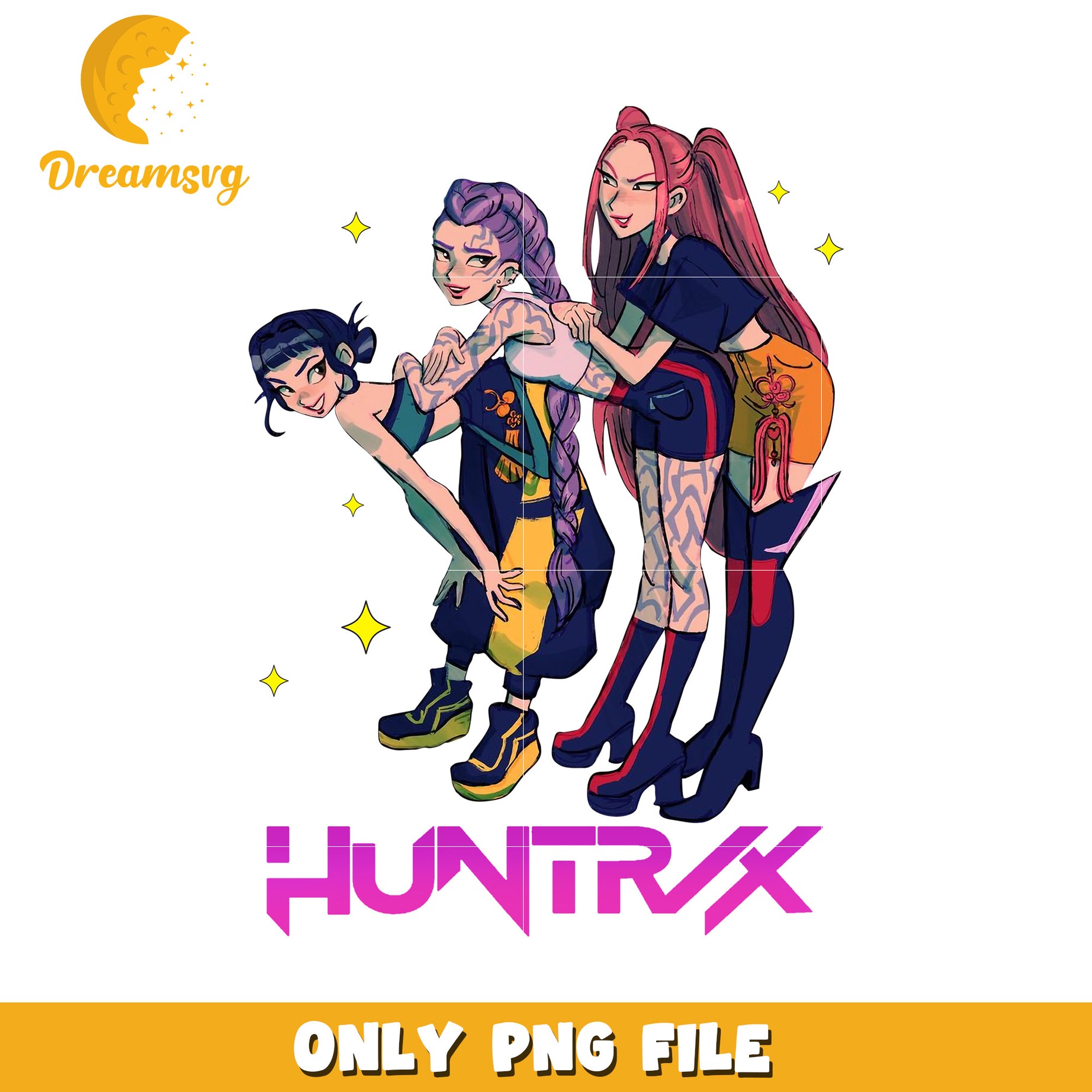 Huntrix team members png, kpop band manhwa png, huntrix png