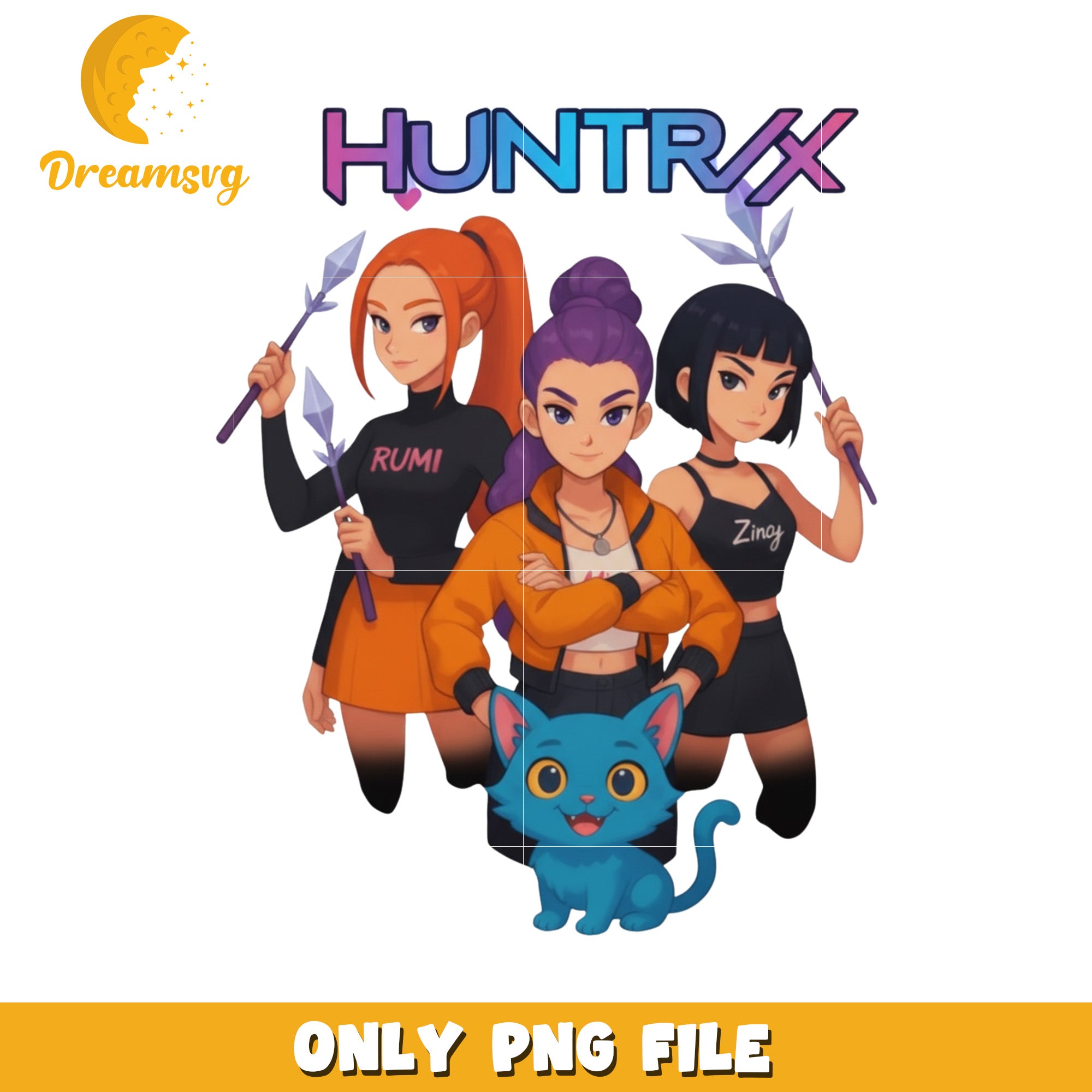 Huntrix team members png, kpop demon hunters​ png, kpop cartoon png