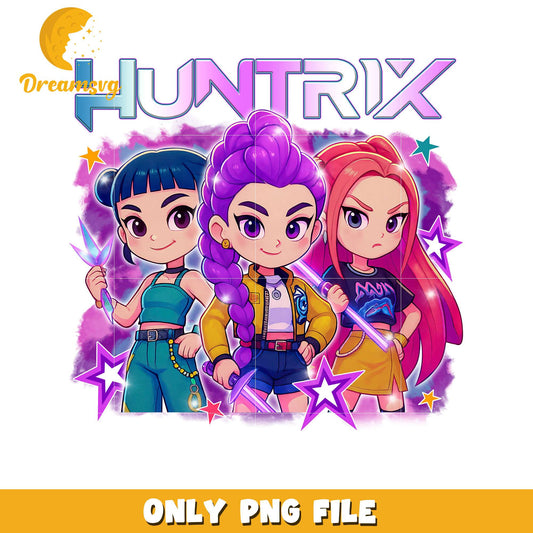 Huntrix teams png, cartoon fighter png, kpop hero team png
