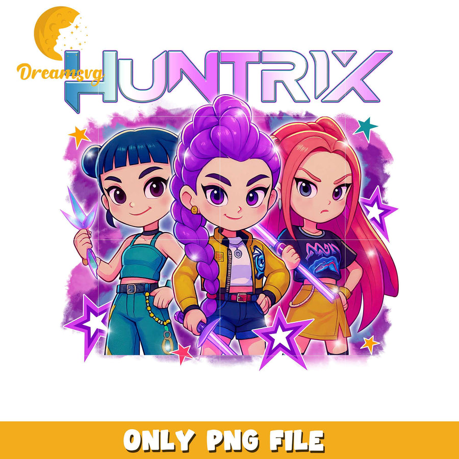 Huntrix teams png, cartoon fighter png, kpop hero team png