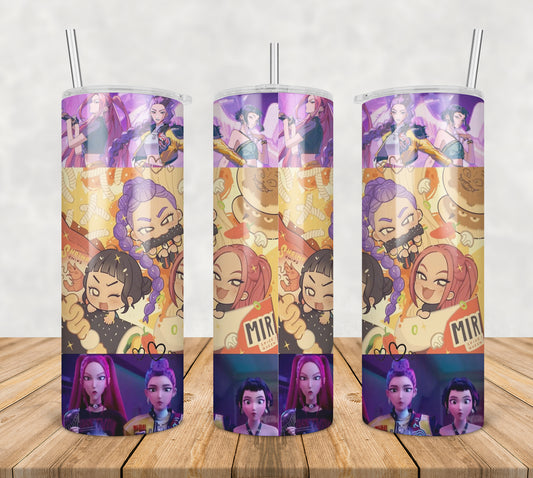 Huntrix tumbler png, huntrix kpop tumbler png, huntrix group tumbler png
