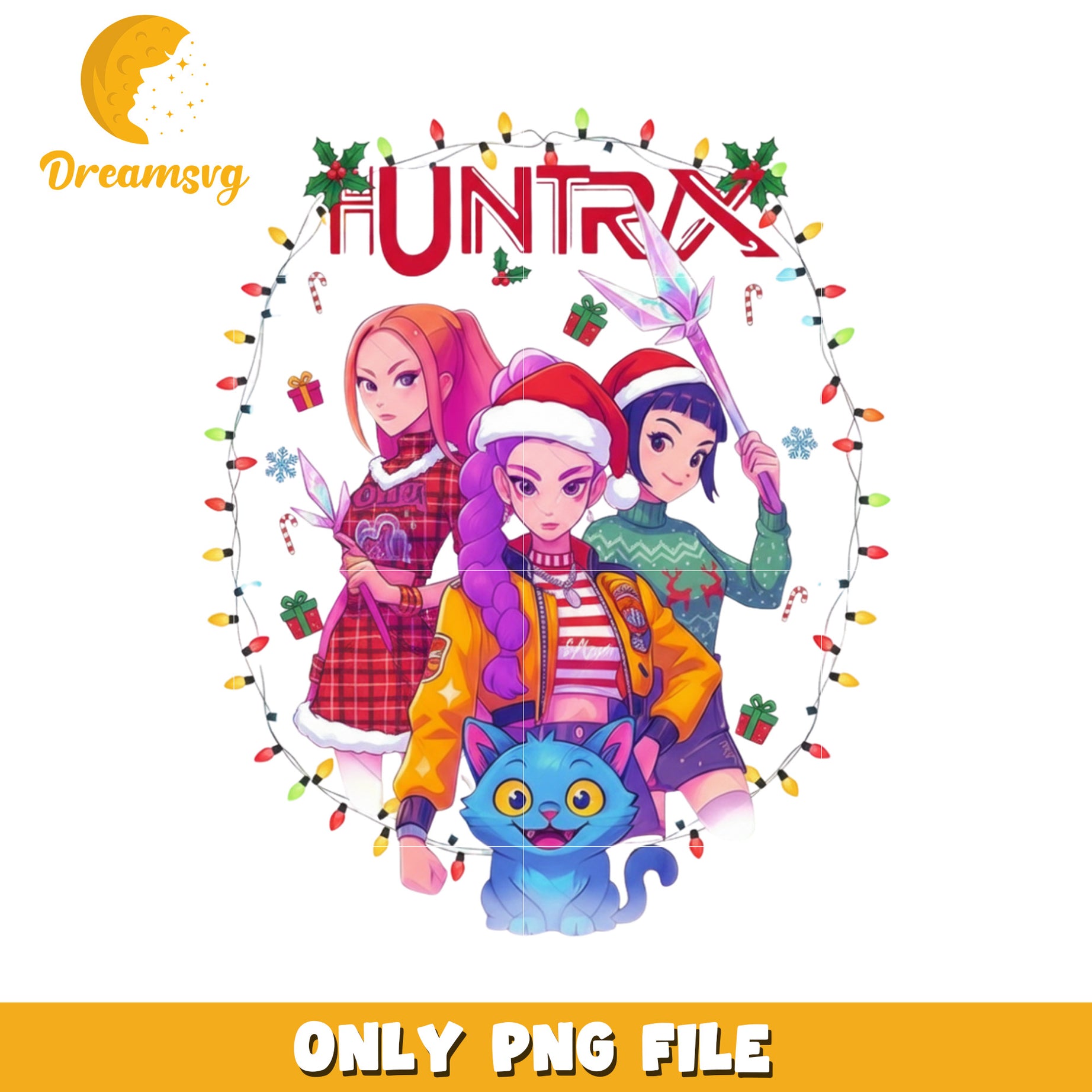 Huntrix with derpy png, huntrix girls png, christmas tree png