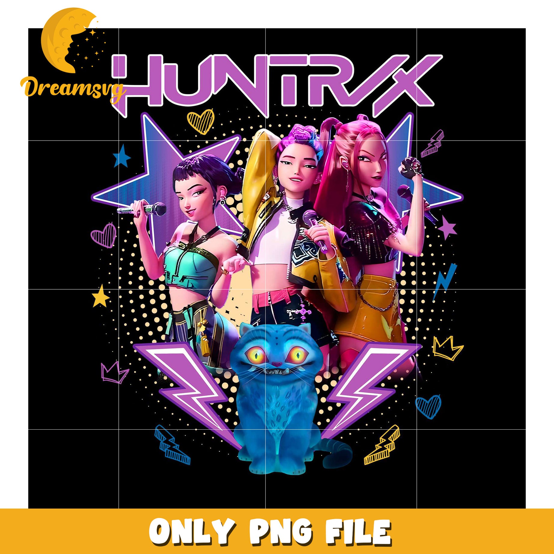 Huntrxx band design png, korean cartoon​ png, modern vibes​ boys png