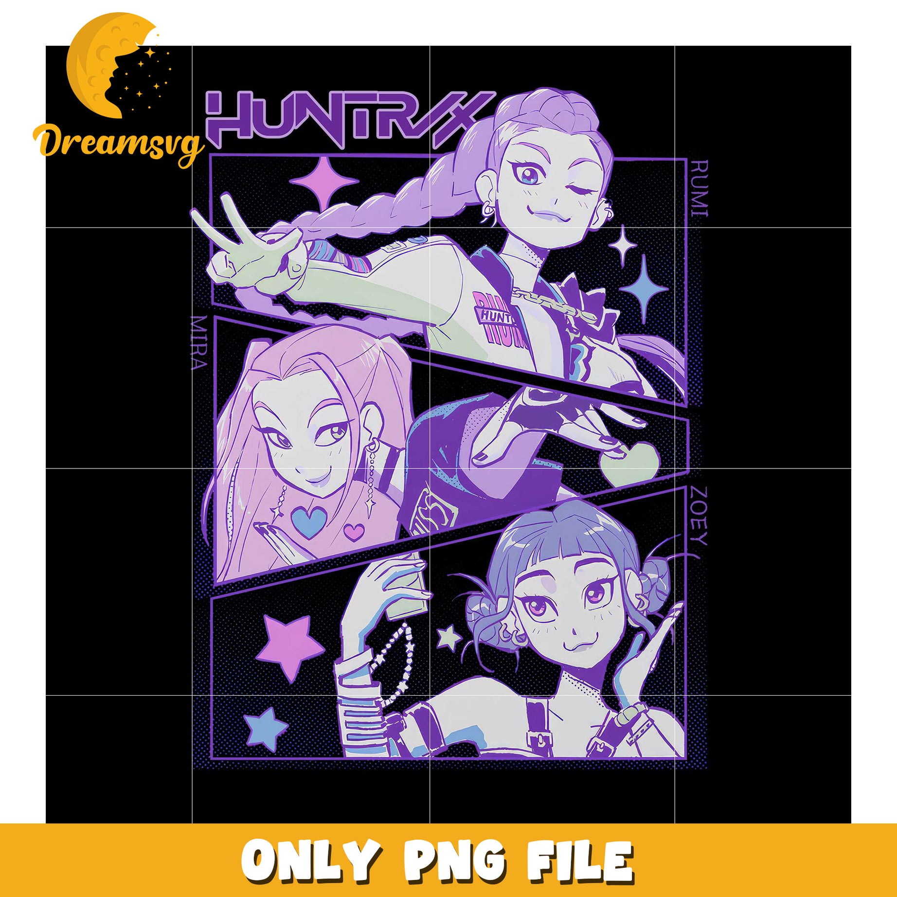 Huntrxx design png, classic boy bands​ png, streetwear crew png