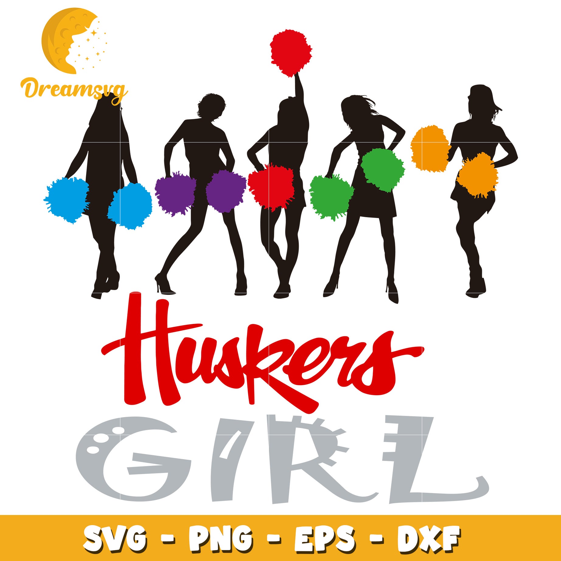 Huskers Girl Cheerleader SVG PNG EPS DXF