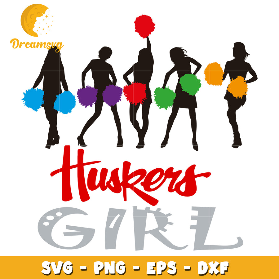 Huskers Girl Cheerleader SVG PNG EPS DXF