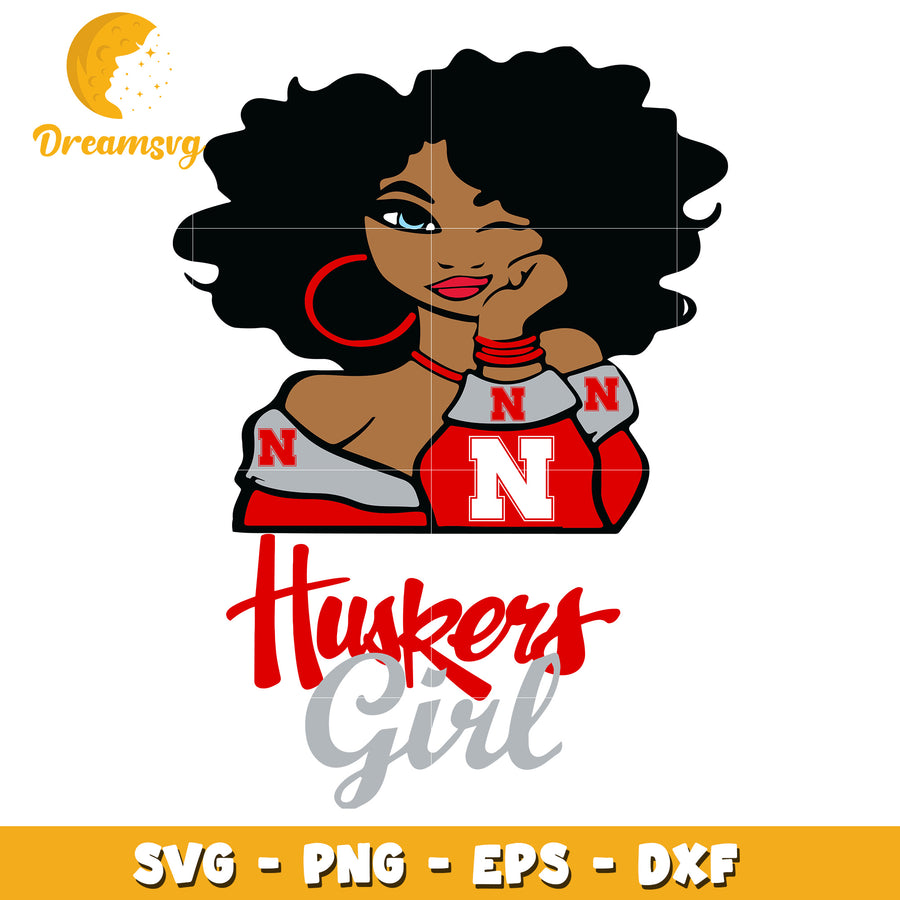 Huskers Girl SVG PNG EPS DXF Cut File