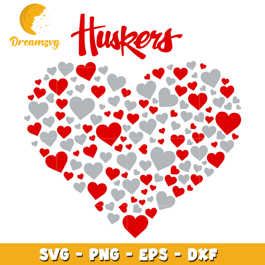 Huskers Heart SVG Cut File PNG EPS DXF