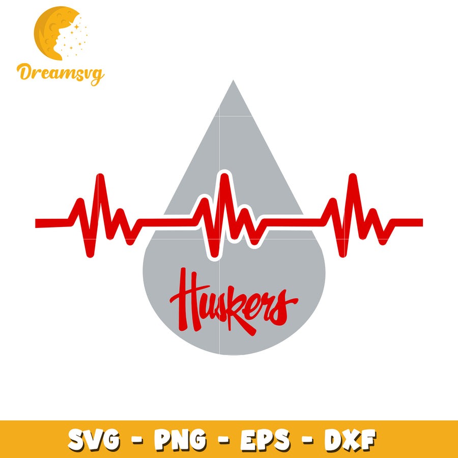 Huskers Heartbeat SVG PNG EPS DXF