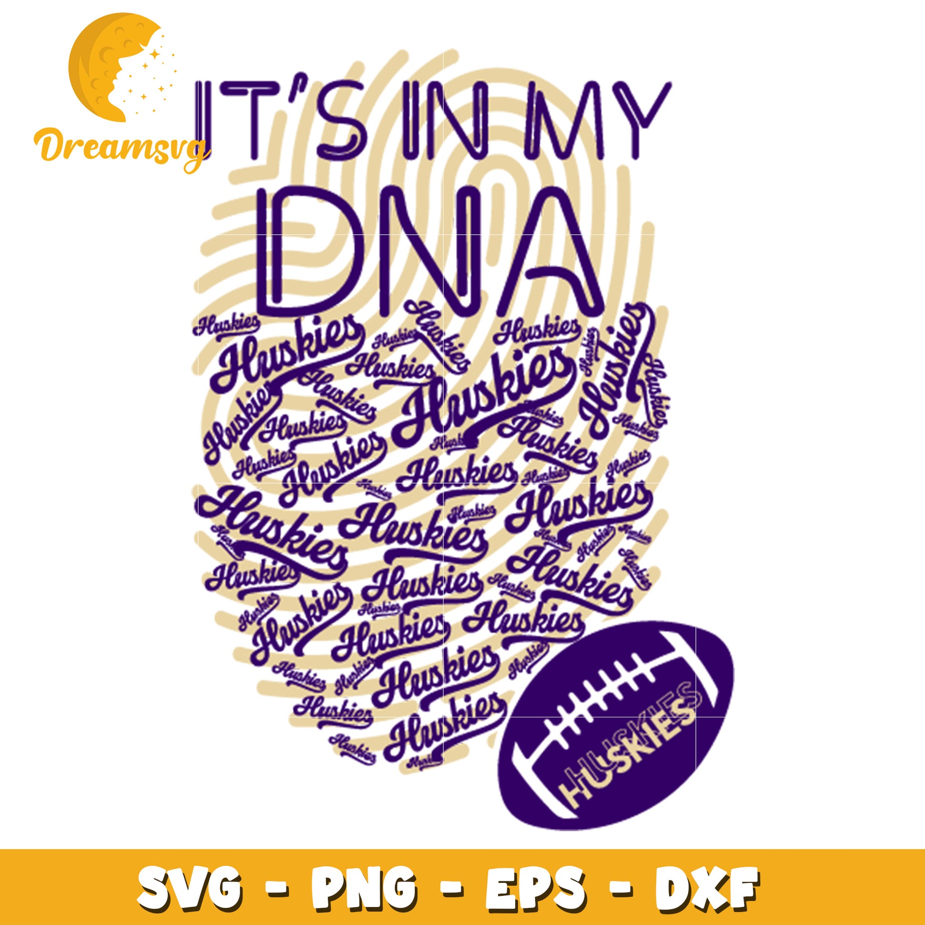 Huskies DNA Fingerprint SVG Design for Sports Lovers and Fans