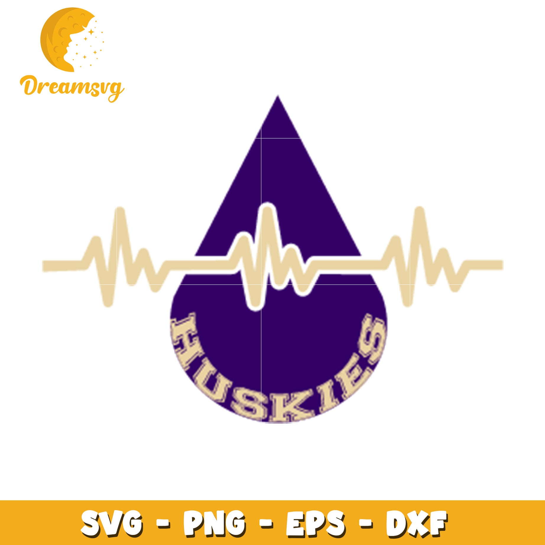 Huskies SVG Design with Heartbeat and Droplet Graphics 2023
