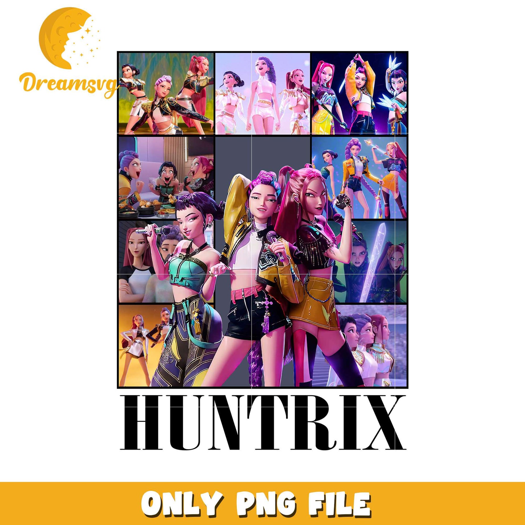 Hutrix team illustration png, cartoon fighter png, kpop hero team png