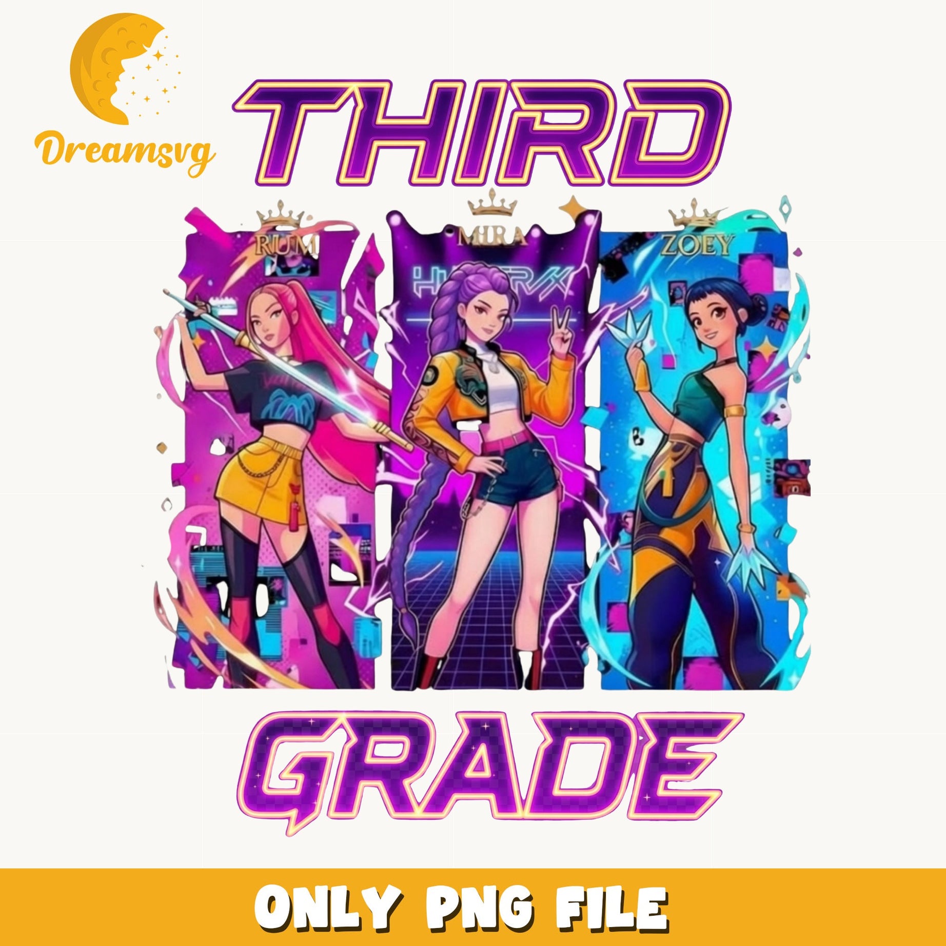 Hyrx Girls Third Grade PNG, Back To School PNG, 3rd Grade PNG