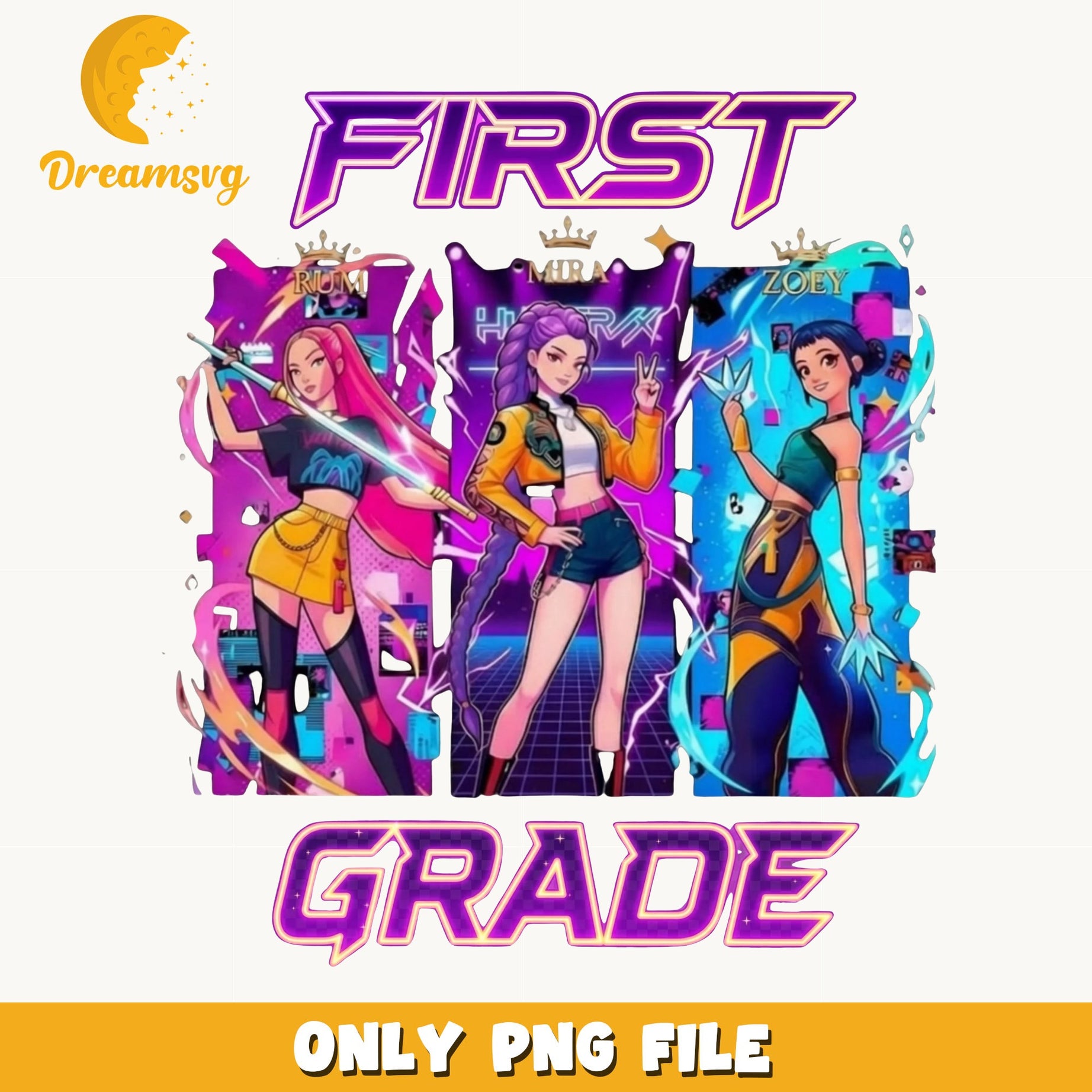 Hytrix Girls First Grade PNG, Back To School PNG, Teacher PNG