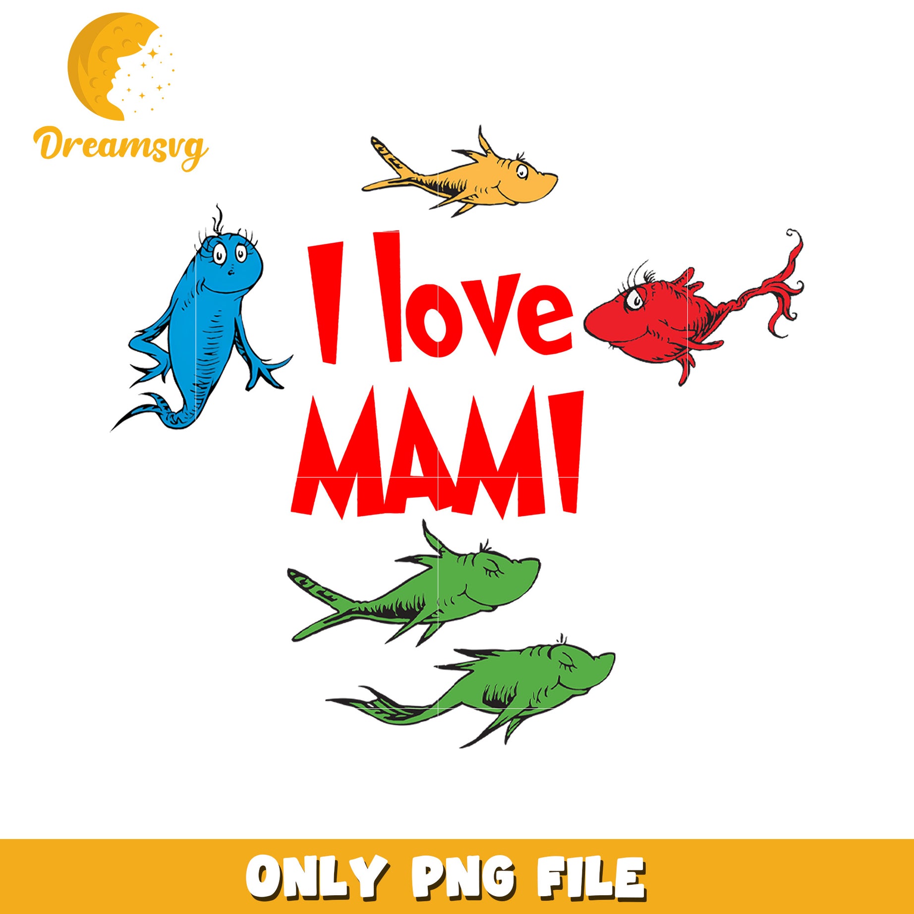 I Love Mami Fish PNG Design