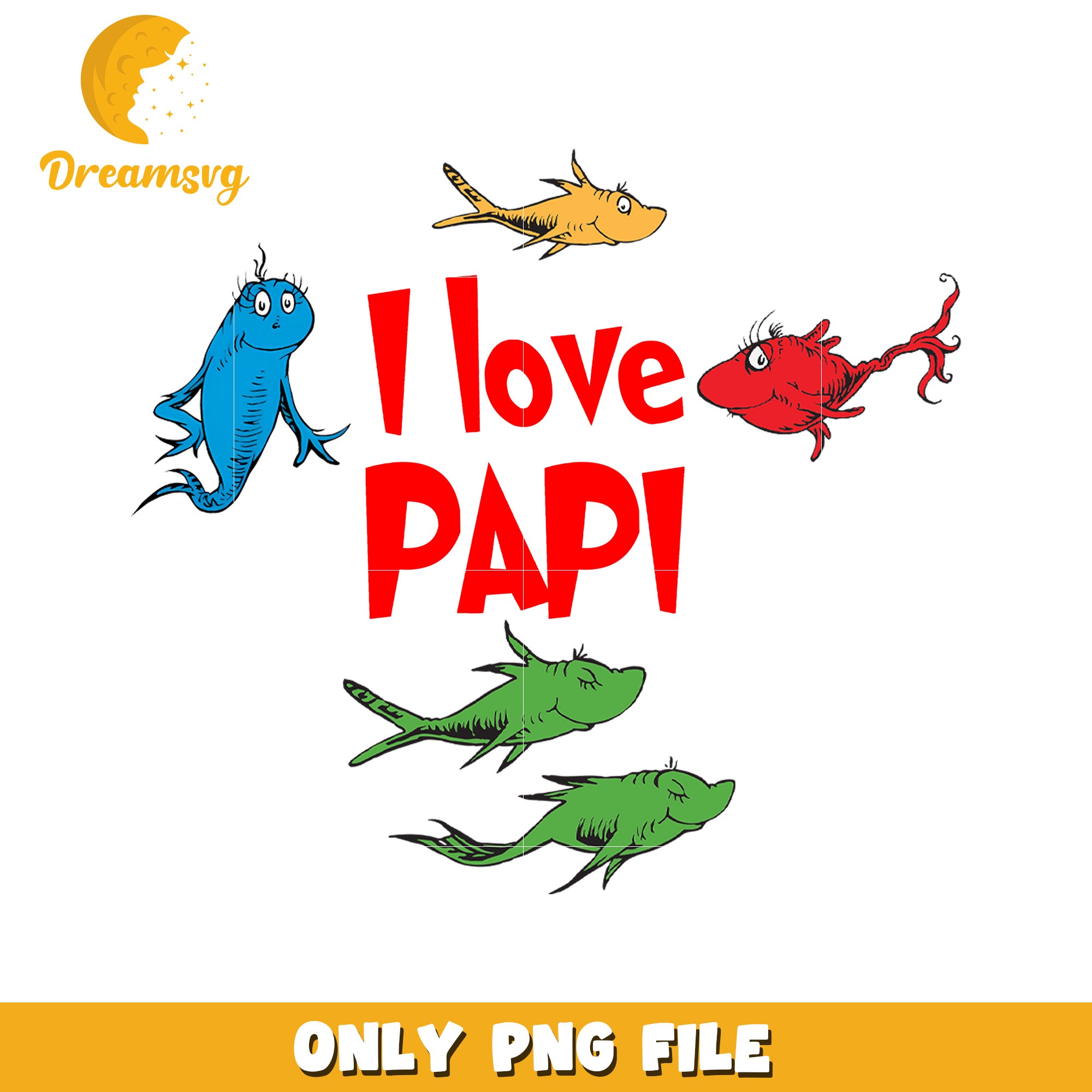 I Love Papi Fish PNG Design