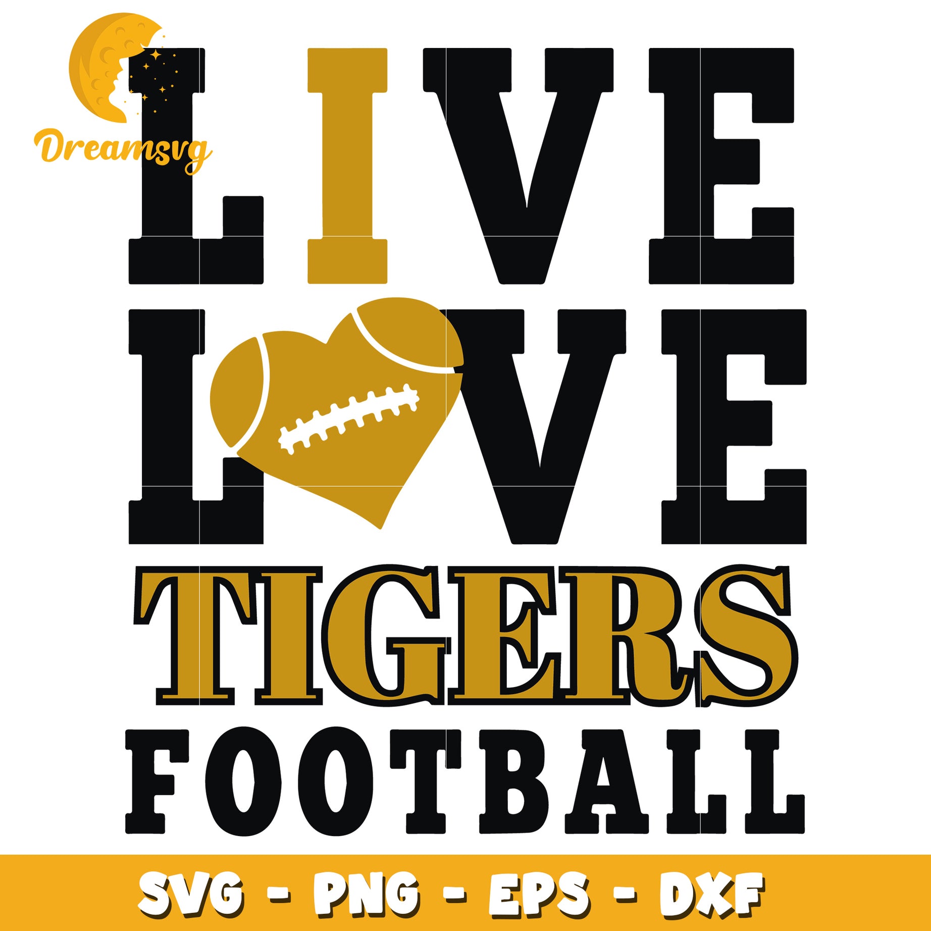 I Love Tigers Football SVG PNG EPS DXF